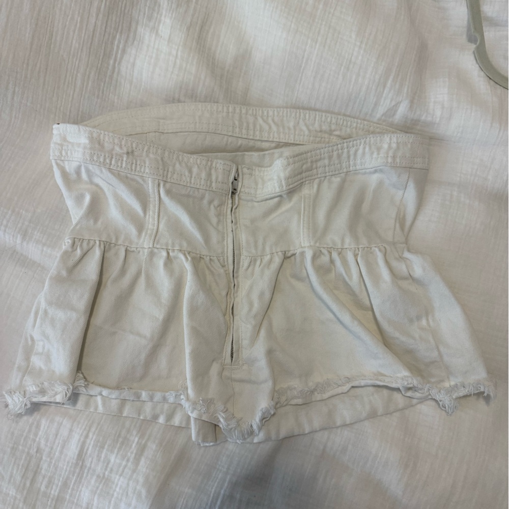 White Denim Strapless Top - Picture 5 of 6